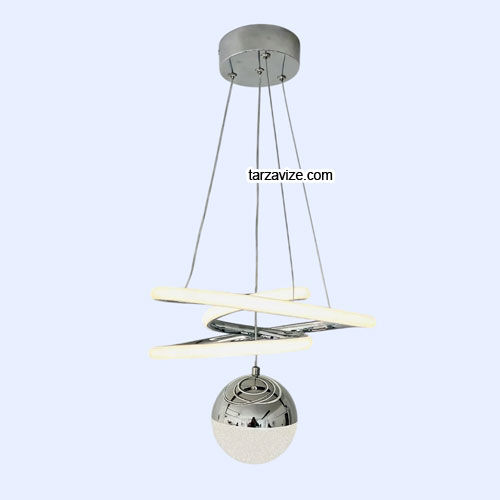 Tokyo Krom Kasa 1 Toplu Modern LED Avize 3 Renk Işıklı Tekli Sarkıt Tarz Avize