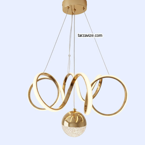 İbiza Gold Kasa 1 Toplu Modern LED Avize 3 Renk Işıklı Tekli Sarkıt Tarz Avize