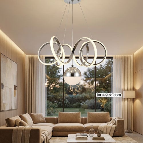 İbiza Krom Kasa 1 Toplu Modern LED Avize 3 Renk Işıklı Tekli Sarkıt Tarz Avize