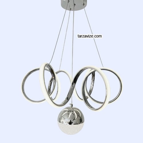 İbiza Krom Kasa 1 Toplu Modern LED Avize 3 Renk Işıklı Tekli Sarkıt Tarz Avize