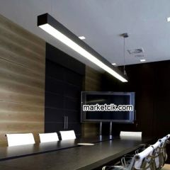 Tarzavize 300 cm 96 Watt Gün Işığı Işık Linear Led Aydınlatma, Mimari Led Aydınlatma 3000-4000 Kalvin Çelik Askı Telli Montaj - Siyah Kasa - 3000 Kalvin