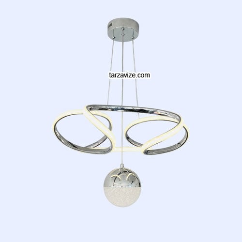 Cunda Krom Kasa 1 Toplu Modern LED Avize 3 Renk Işıklı Tekli Sarkıt Tarz Avize
