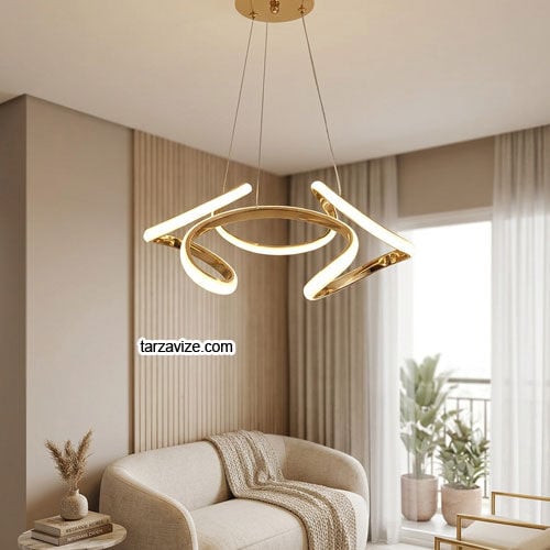 London Gold Kasa Modern LED Avize 3 Renk Işıklı Tekli Sarkıt Tarz Avize