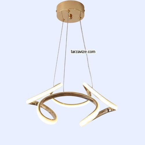 London Gold Kasa Modern LED Avize 3 Renk Işıklı Tekli Sarkıt Tarz Avize