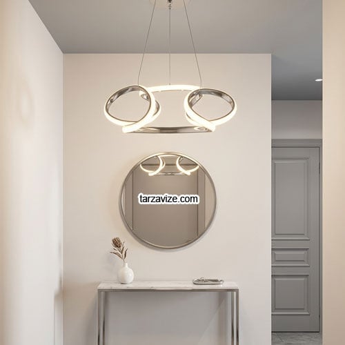 London Krom Kasa Modern LED Avize 3 Renk Işıklı Tekli Sarkıt Tarz Avize