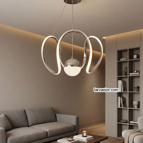 Atina Krom Kasa 1 Toplu Modern LED Avize 3 Renk Işıklı Tekli Sarkıt Tarz Avize
