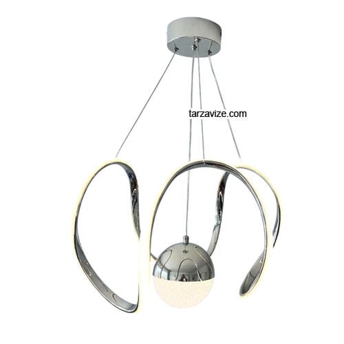 Atina Krom Kasa 1 Toplu Modern LED Avize 3 Renk Işıklı Tekli Sarkıt Tarz Avize