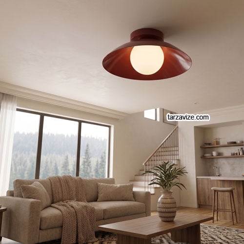 Tarzavize TRT86 Dekoratif Kırmızı Tekli Retro Plafonyer Modern Avize
