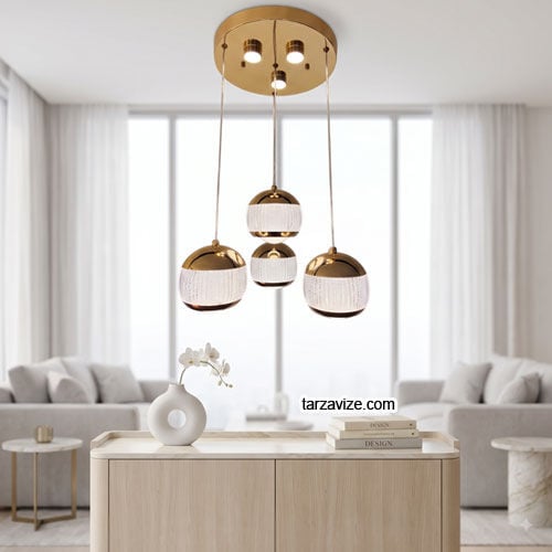 Tarz Avize Milas 4'lü Gold Modern Led Sarkıt Avize