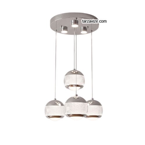 Tarz Avize Milas 4'lü Krom Modern Led Sarkıt Avize