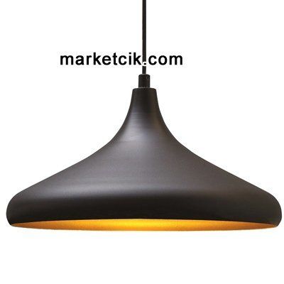 Tarzavize TRS6 Dekoratif Siyah  Tekli Retro Modern Sarkıt Avize