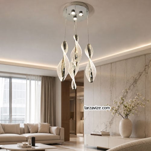 Tarz Avize Datça 4'lü Krom Modern Led Sarkıt Avize