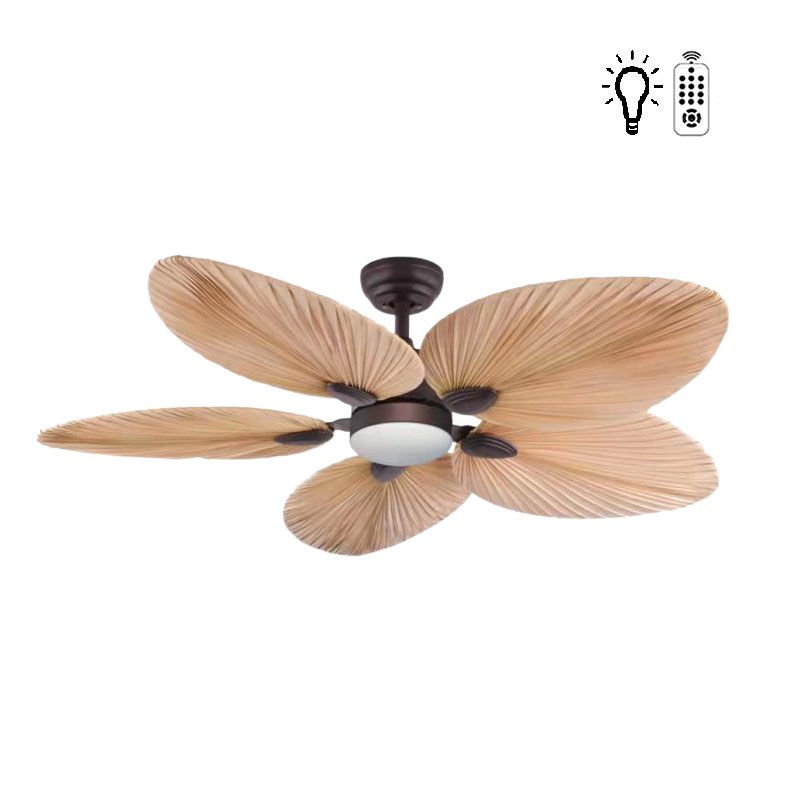 Kaşkar-Taflan T52045 Palmiye Kahverengi Uzaktan Kumandalı 5 Kanatlı Aydınlatmalı Tavan Vantilatörü