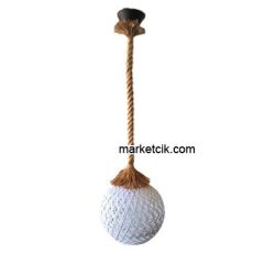 Tarzavize Beyaz Hasır Şapkalı Halat Avize Avize