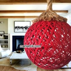 Tarzavize Kırmızı Hasır Şapkalı Halat Avize Avize