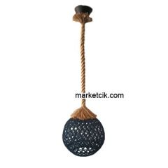 Tarzavize Siyah Hasır Şapkalı Halat Avize Avize