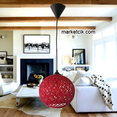 Tarzavize Hasır Şapkalı Siyah Kablolu Avize Avize