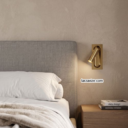 TRZ8036 Sıva Altı Prinç Eskitme Gömme LED Yatak Başı Okuma Apliği