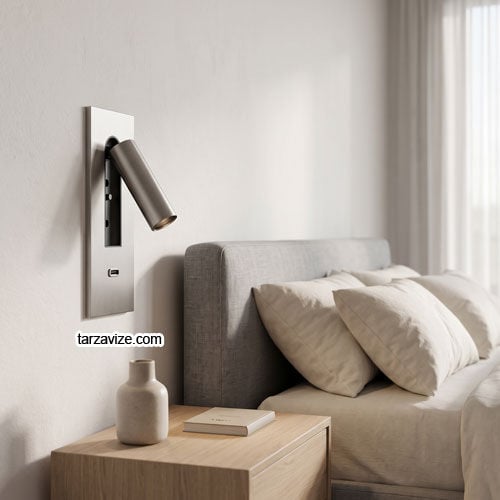 TRZ8046 Type-C Şarj Girişli Sıva Altı Saten Gömme LED Yatak Başı Okuma Apliği