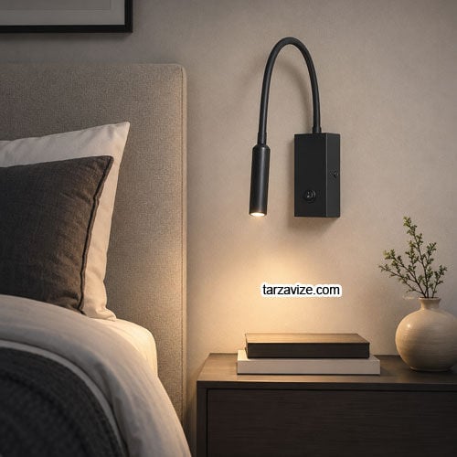 TRZ8043 Sıva Üstü Siyah LED Yatak Başı Akordiyon Okuma Apliği