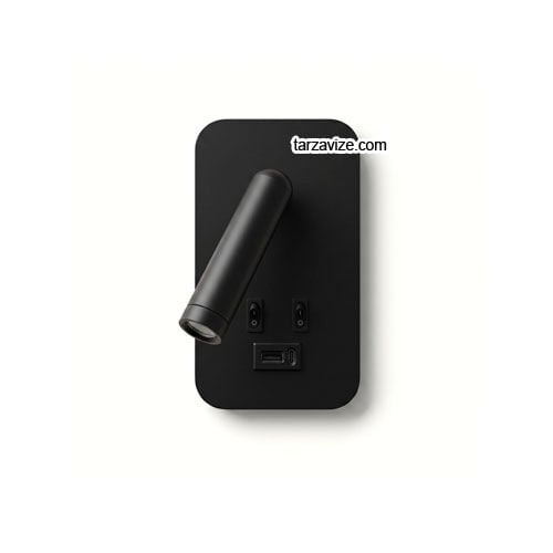 TRZ8130 Type-C - Usb Şarj Girişli Sıva Üstü Siyah LED Yatak Başı Okuma Apliği