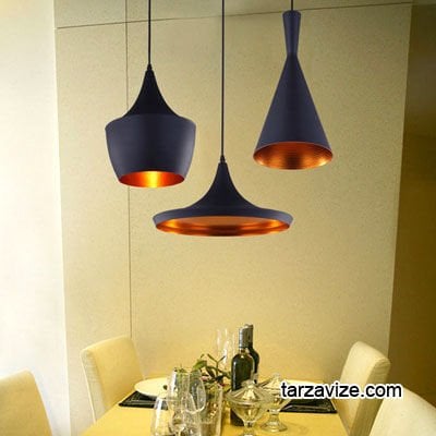 Tarzavize Dekoratif Siyah Üçlü Retro Modern Sarkıt Avize