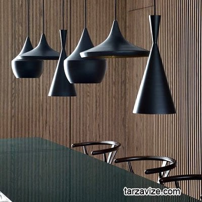 Tarzavize Dekoratif Siyah Üçlü Retro Modern Sarkıt Avize