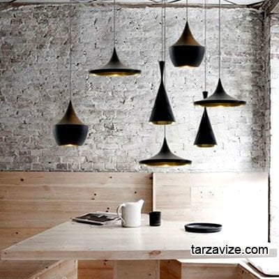 Tarzavize Dekoratif Siyah Üçlü Retro Modern Sarkıt Avize