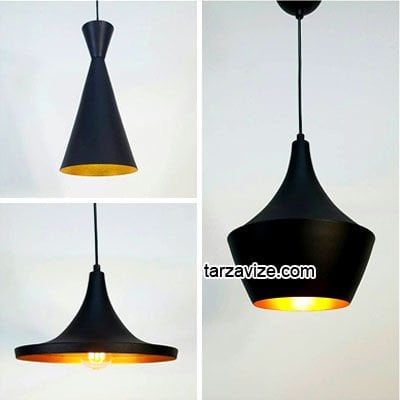 Tarzavize Dekoratif Siyah Üçlü Retro Modern Sarkıt Avize