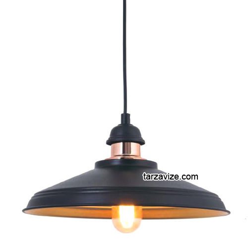 Tarzavize TRT3 Dekoratif Siyah Tekli Retro Modern Sarkıt Avize