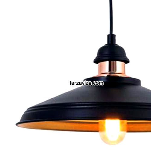 Tarzavize TRT3 Dekoratif Siyah Tekli Retro Modern Sarkıt Avize