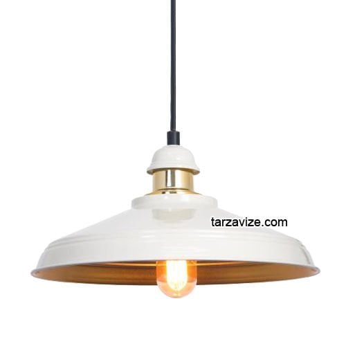 Tarzavize TRT4 Dekoratif Beyaz Tekli Retro Modern Sarkıt Avize