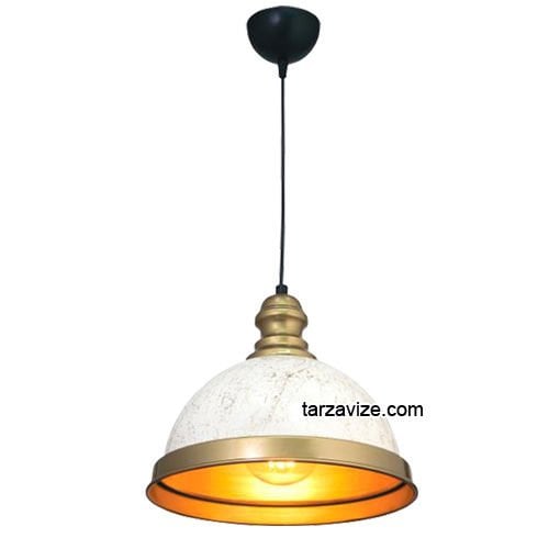Tarzavize TRT6 Dekoratif Beyaz Tekli Retro Modern Sarkıt Avize