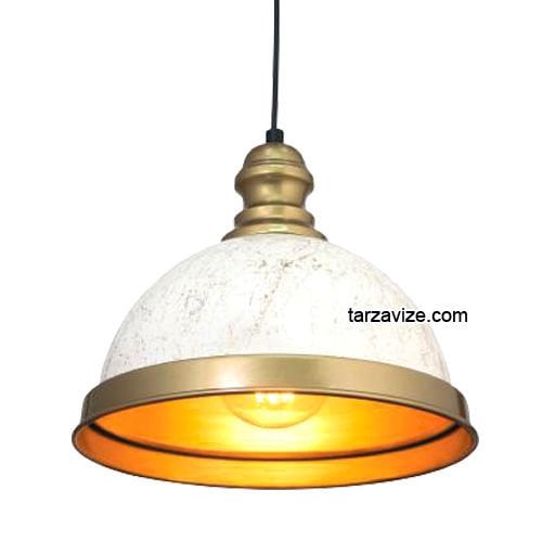 Tarzavize TRT6 Dekoratif Beyaz Tekli Retro Modern Sarkıt Avize