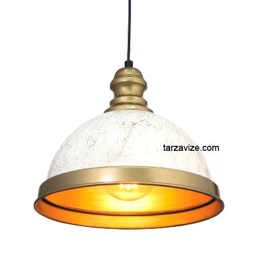 Tarzavize TRT6 Dekoratif Beyaz Tekli Retro Modern Sarkıt Avize