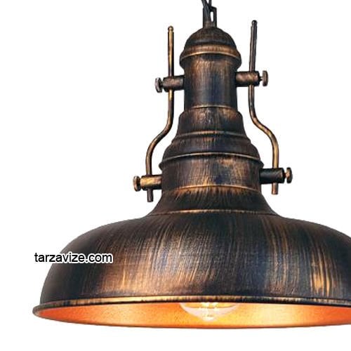 Tarzavize TRT7 Dekoratif Bakır Eskitme Tekli Retro Modern Sarkıt Avize