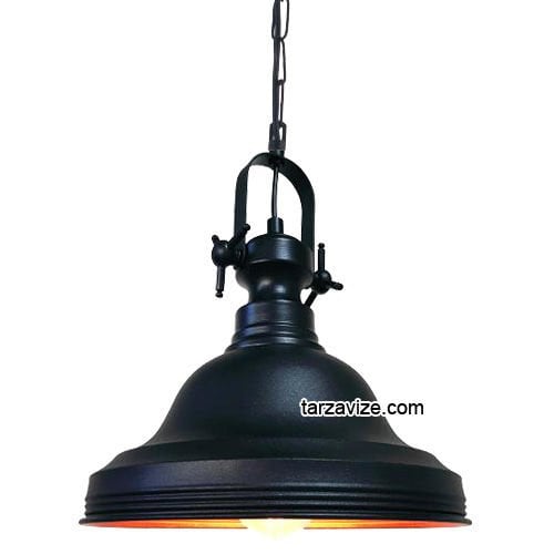 Tarzavize TRT8 Dekoratif Siyah Tekli Retro Modern Sarkıt Avize