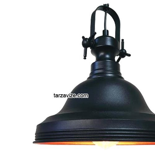 Tarzavize TRT8 Dekoratif Siyah Tekli Retro Modern Sarkıt Avize