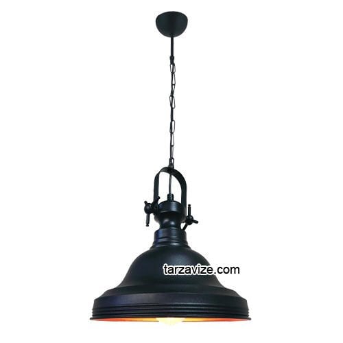 Tarzavize TRT8 Dekoratif Siyah Tekli Retro Modern Sarkıt Avize