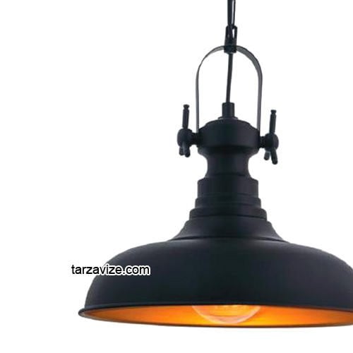 Tarzavize TRT9 Dekoratif Siyah Tekli Retro Modern Sarkıt Avize