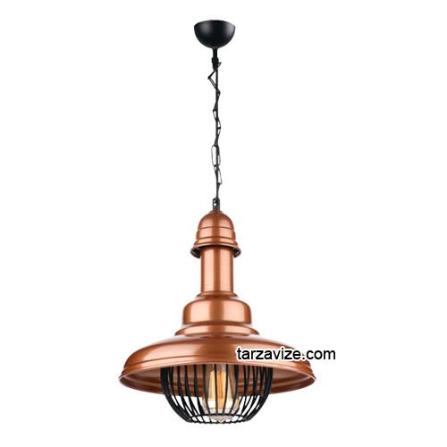 Tarzavize TRT11 Dekoratif Kafesli Bakır Tekli Retro Modern Sarkıt Avize