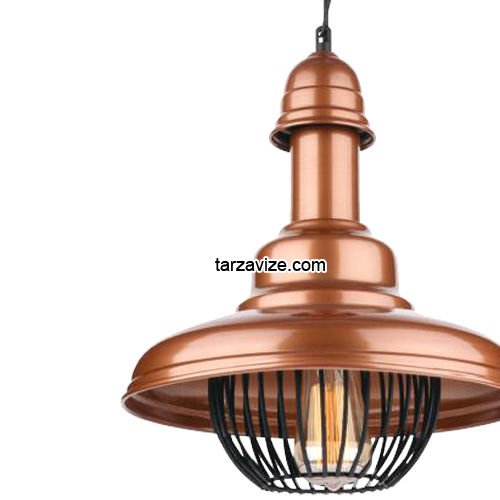 Tarzavize TRT11 Dekoratif Kafesli Bakır Tekli Retro Modern Sarkıt Avize
