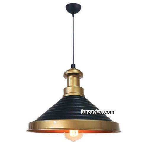 Tarzavize TRT15 Dekoratif Siyah Tekli Retro Modern Sarkıt Avize