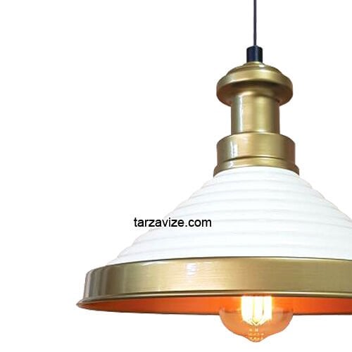 Tarzavize TRT16 Dekoratif Beyaz Tekli Retro Modern Sarkıt Avize