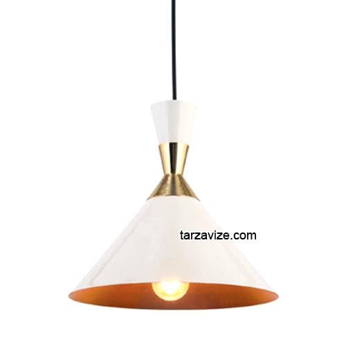 Tarzavize TRT18 Dekoratif Beyaz Tekli Retro Modern Sarkıt Avize