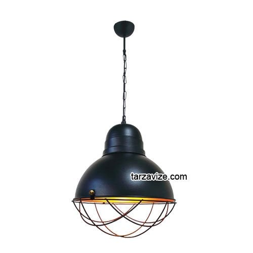 Tarzavize TRT23 Dekoratif Kafesli Siyah Tekli Retro Modern Sarkıt Avize