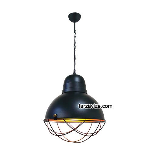 Tarzavize TRT23 Dekoratif Kafesli Siyah Tekli Retro Modern Sarkıt Avize