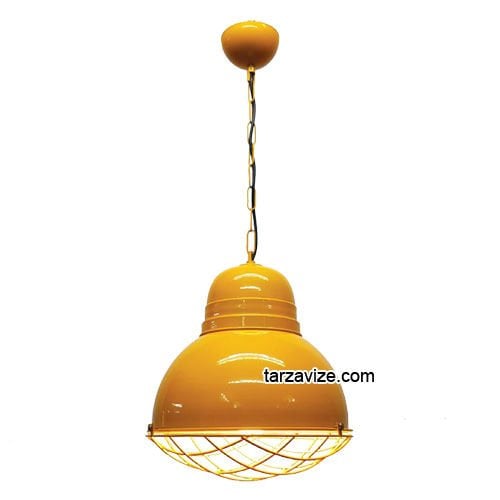 Tarzavize TRT24 Dekoratif Kafesli Sarı Tekli Retro Modern Sarkıt Avize