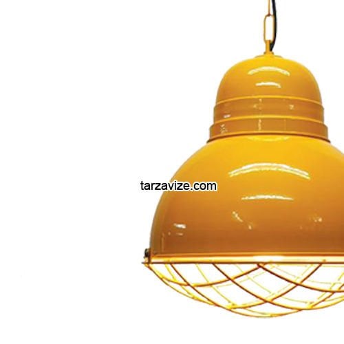 Tarzavize TRT24 Dekoratif Kafesli Sarı Tekli Retro Modern Sarkıt Avize