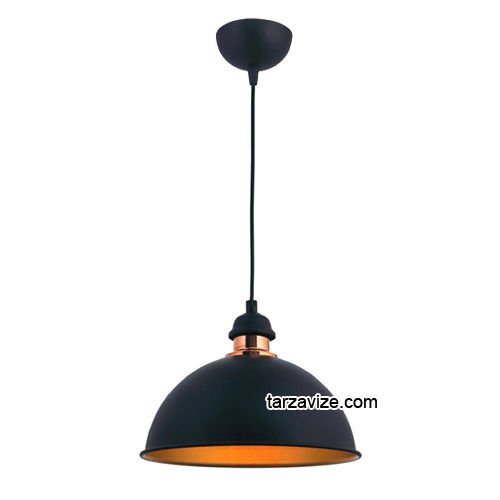 Tarzavize TRT27 Dekoratif Siyah Tekli Retro Modern Sarkıt Avize